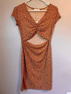 Jessica Simpson Rust Floral Cutout Dress